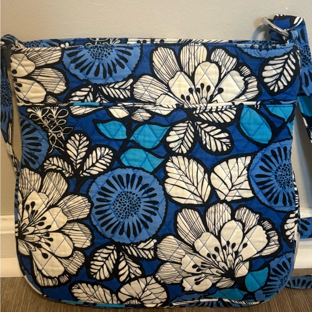 Vera Bradley Blue Bayou Crossbody Purse Double Front Zippers